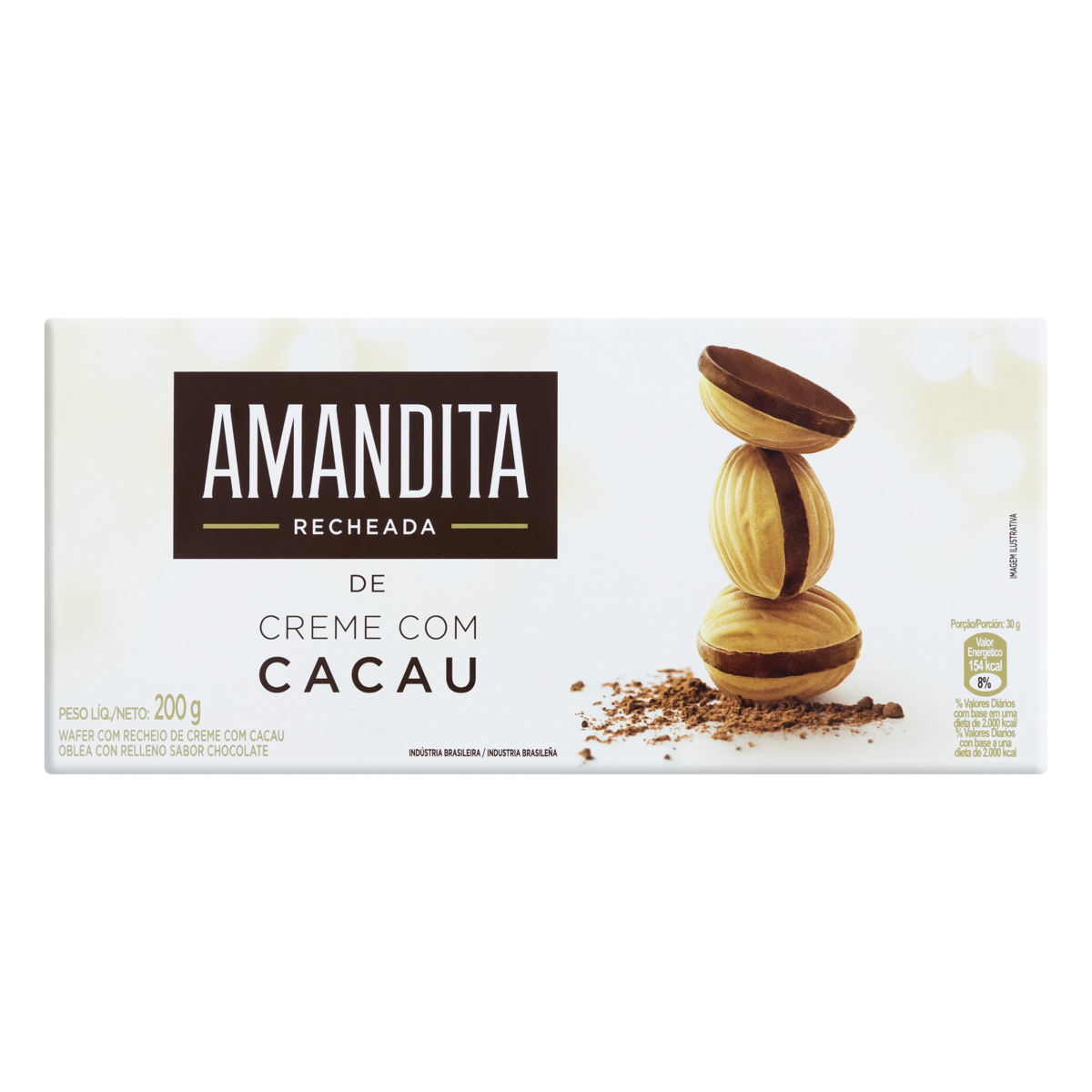 Wafer recheado de Chocolate Lacta Amandita 200g