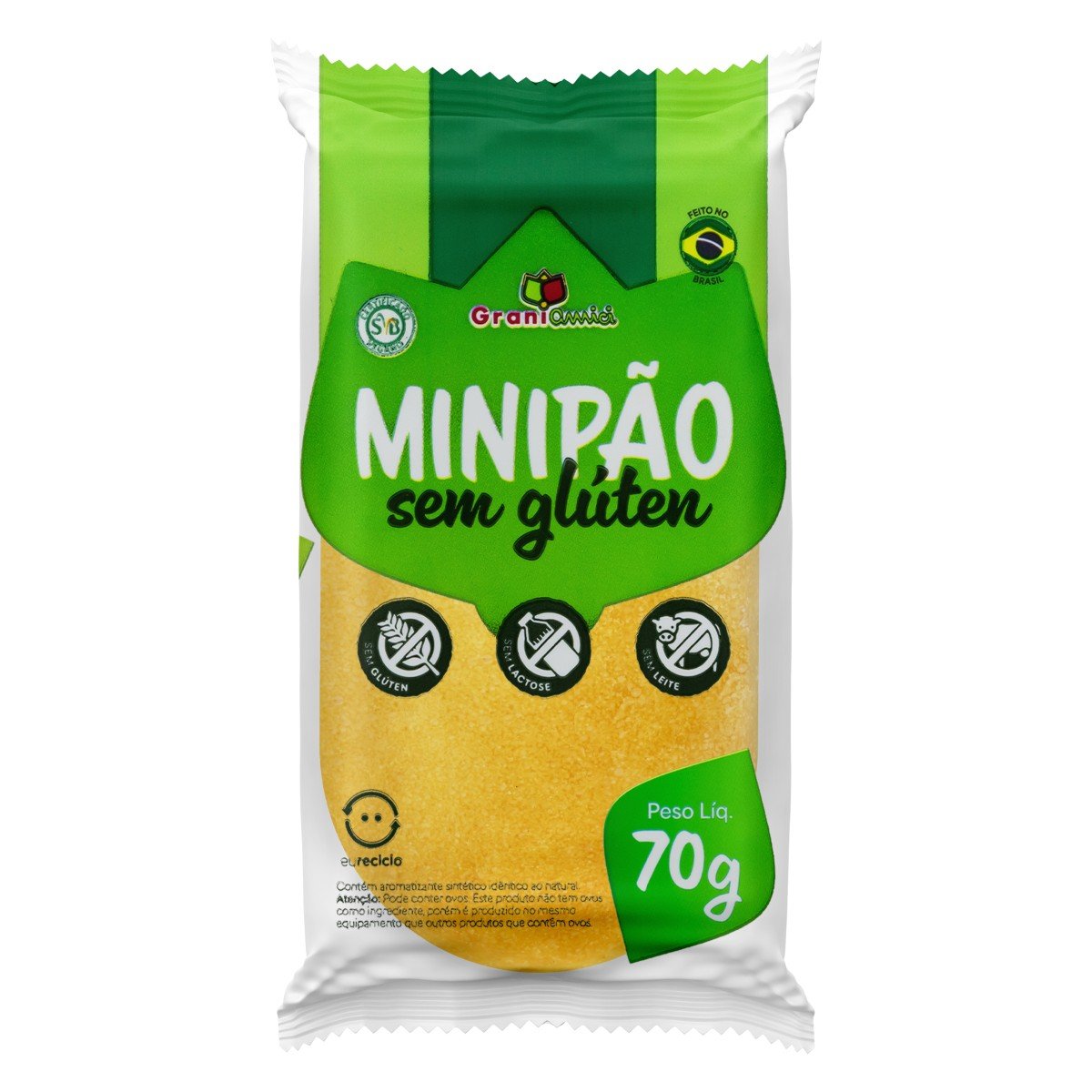 Minipão Vegano sem Glúten Grani Amici Pacote 70g