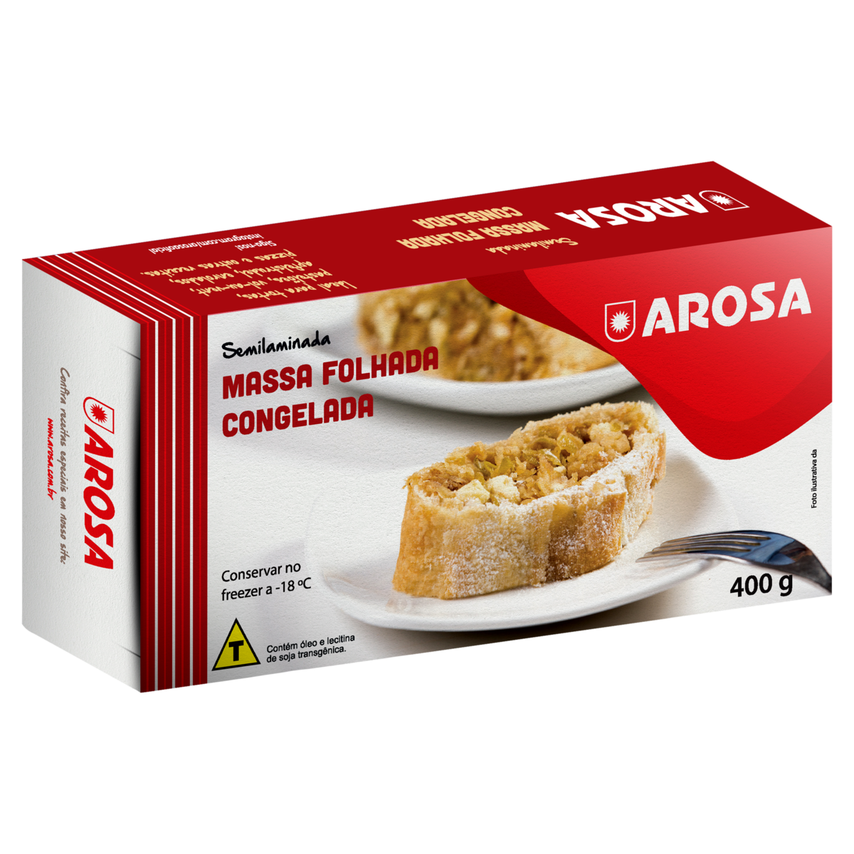 Massa Folhada Semilaminada Congelada Arosa Caixa 400g