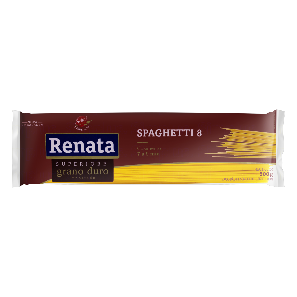 Macarrão de Sêmola de Trigo Grano Duro Espaguete 8 Renata Superiore Pacote 500g