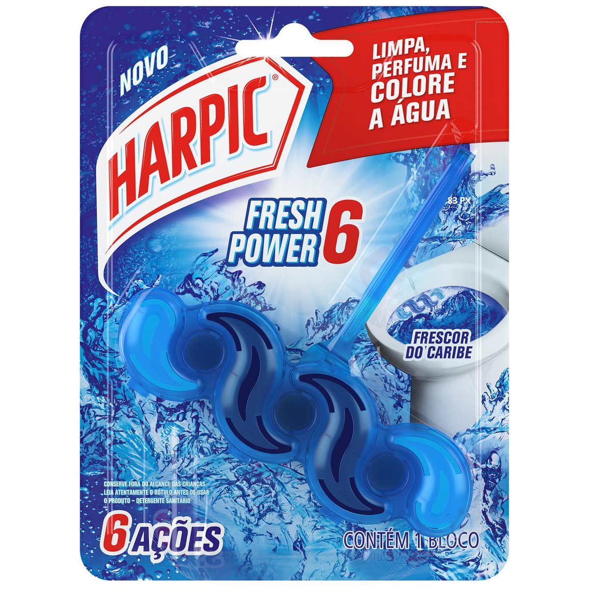 Detergente Sanitário Bloco Frescor do Caribe Harpic Fresh Power 6
