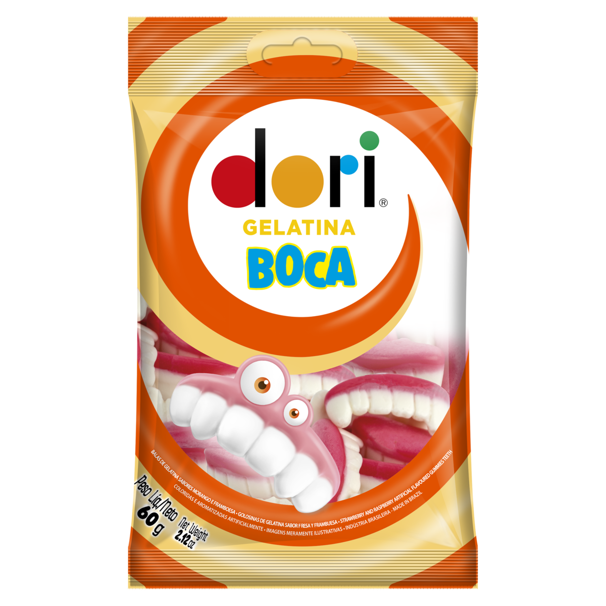 Bala Dori De Gelatina Morango E Framboesa Sem Glúten 60 G