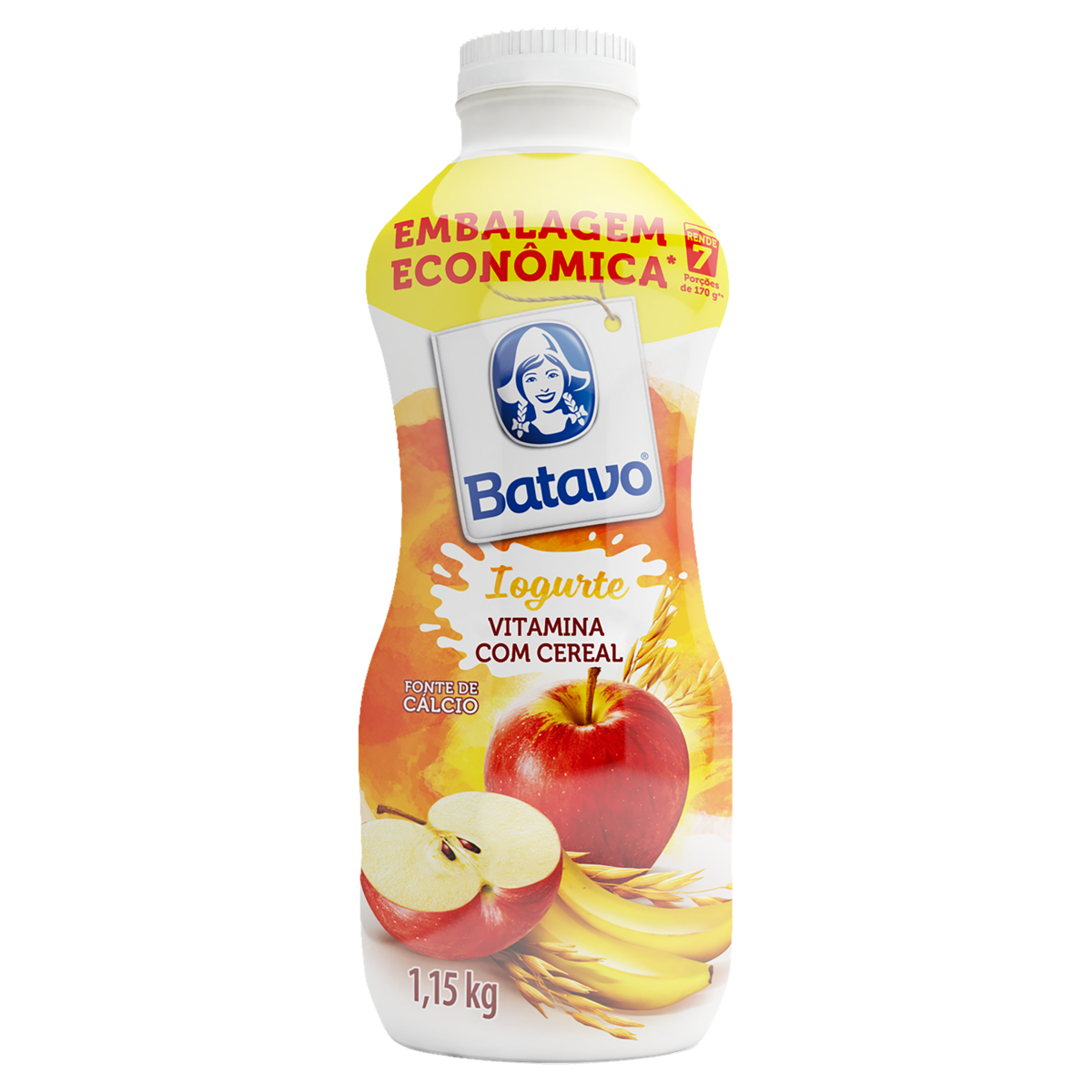 Iogurte Parcialmente Desnatado Vitamina com Cereal Batavo Garrafa 1,15kg Embalagem Econômica
