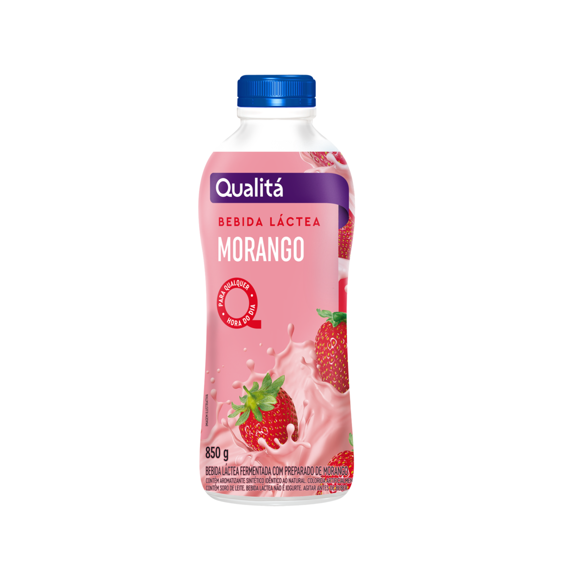 Bebida Láctea Fermentada Morango Qualitá Garrafa 850g