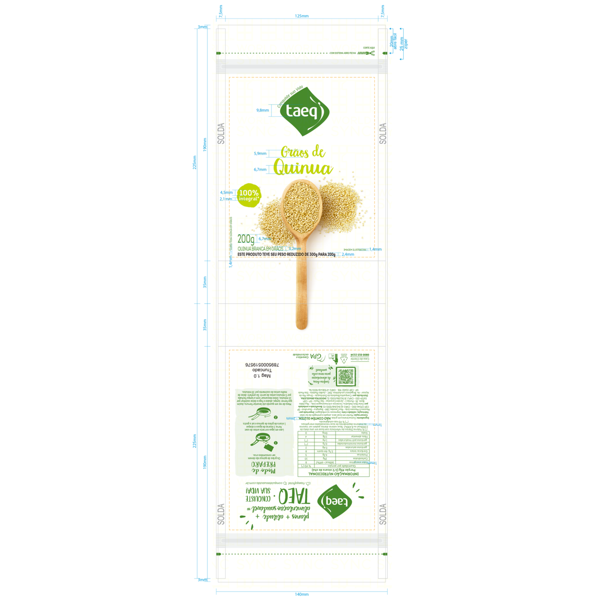 Quinoa Branca em Grãos Integral Taeq Pouch 200g