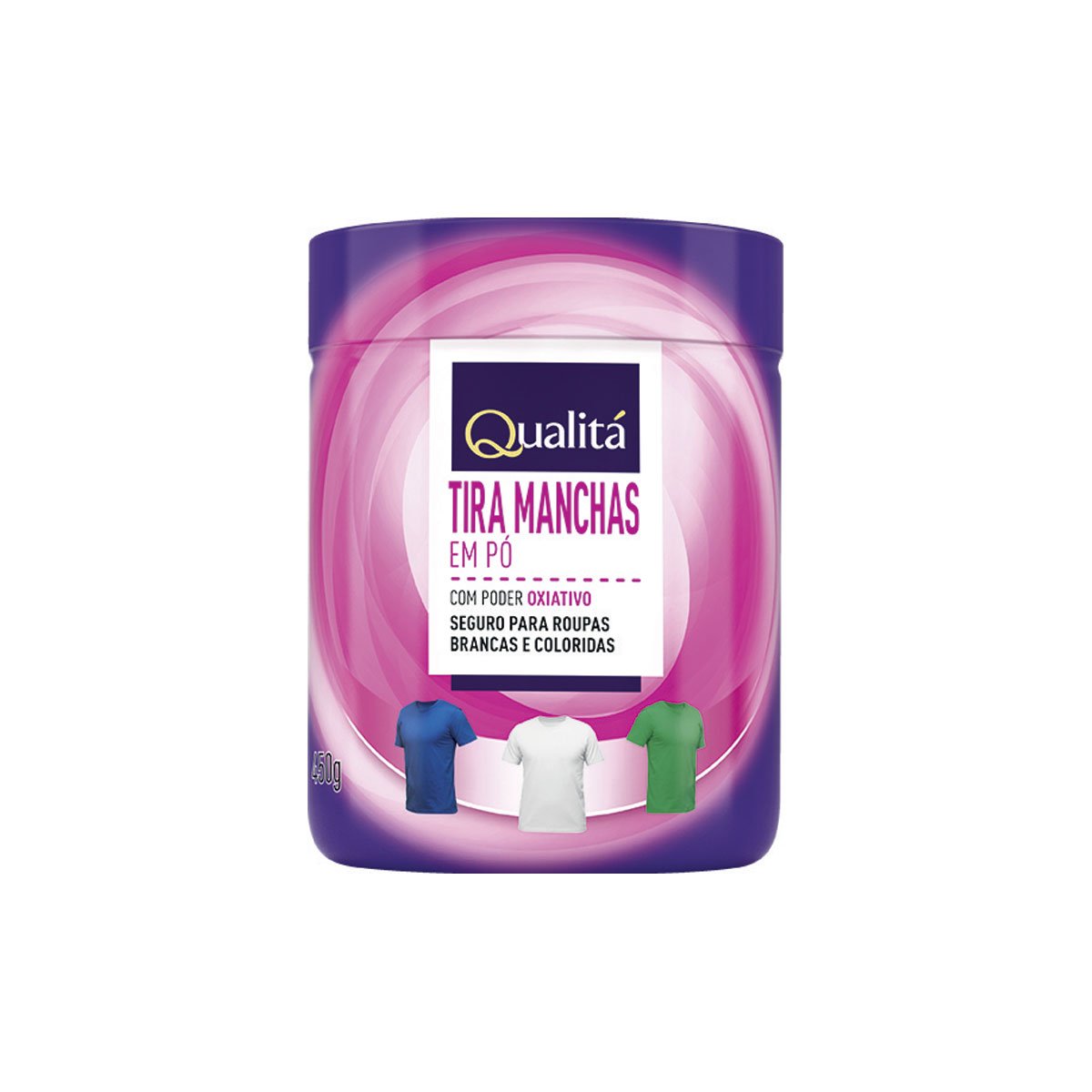 Tira-Manchas Pó Roupas Brancas e Coloridas Qualitá Pote 450g