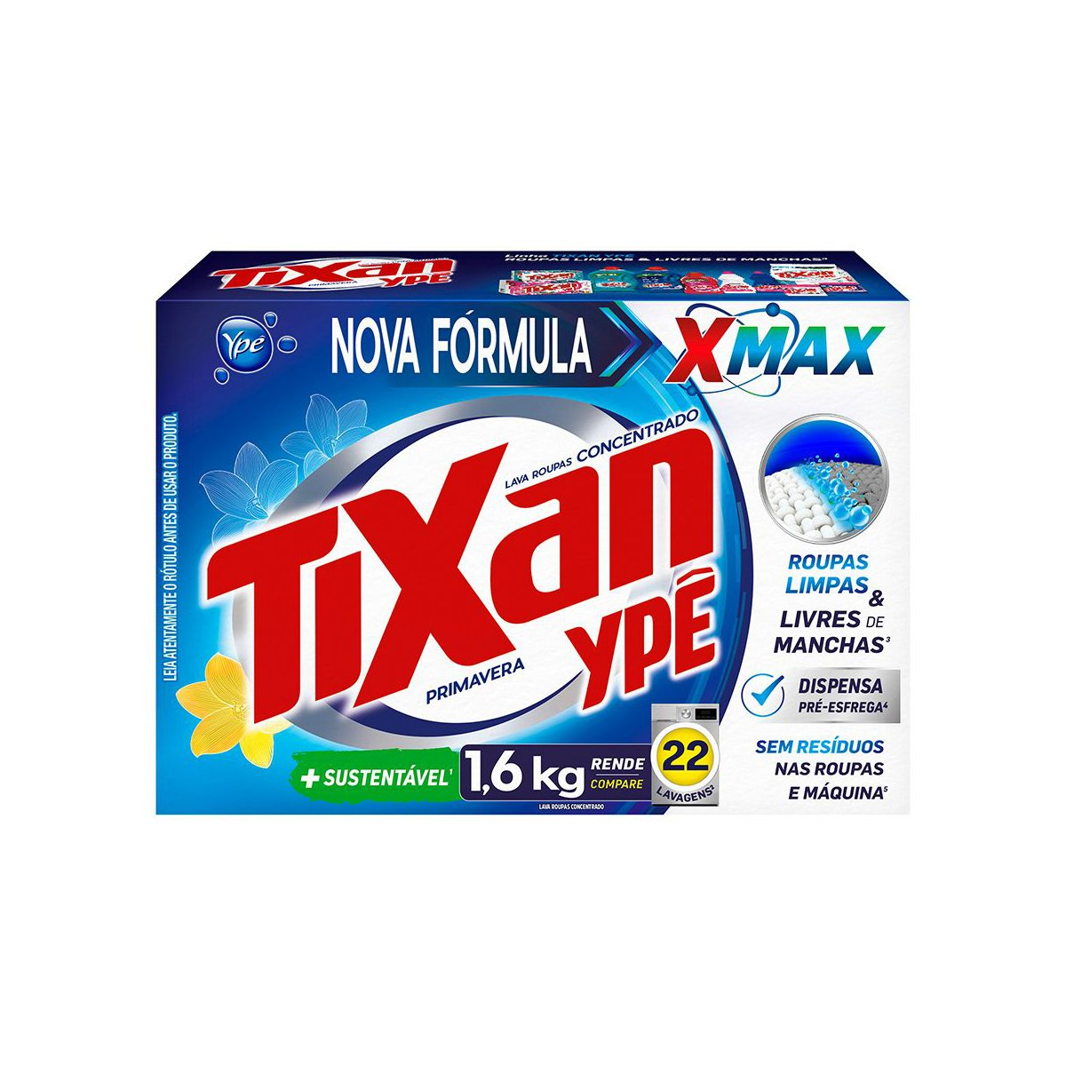 Lava-Roupas Pó Concentrado Primavera Tixan Ypê Caixa 1,6kg