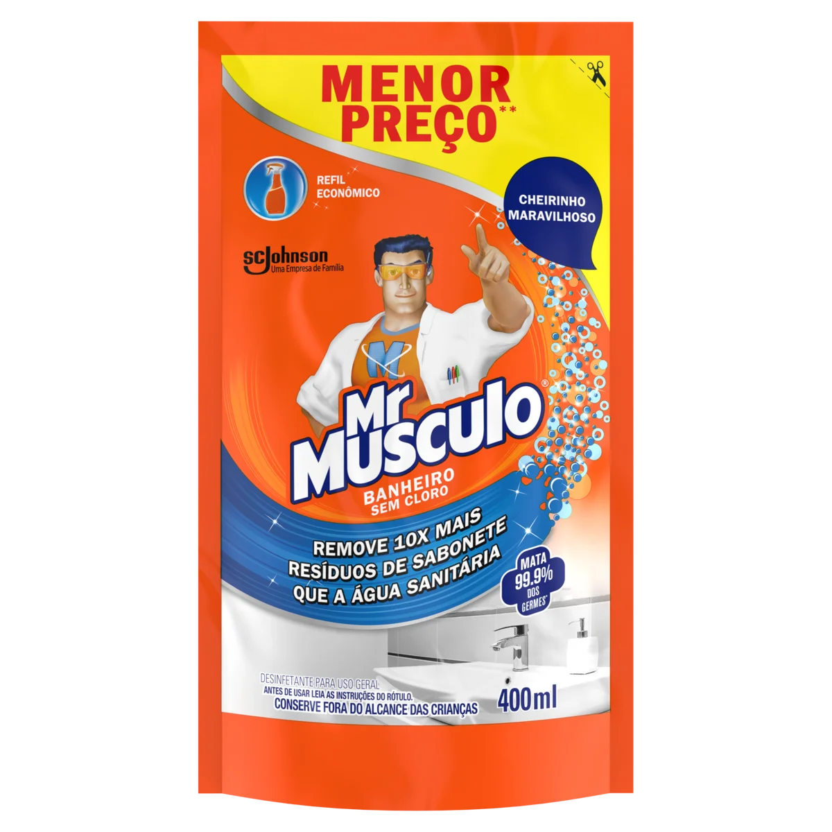 Desinfetante Banheiro Mr Músculo Sachê 400ml Refil Econômico
