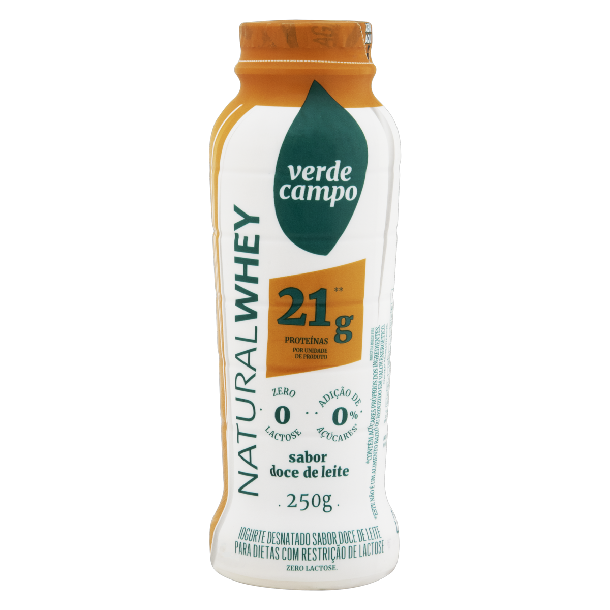 Iogurte Desnatado Doce de Leite Zero Lactose Verde Campo Natural Whey Frasco 250g