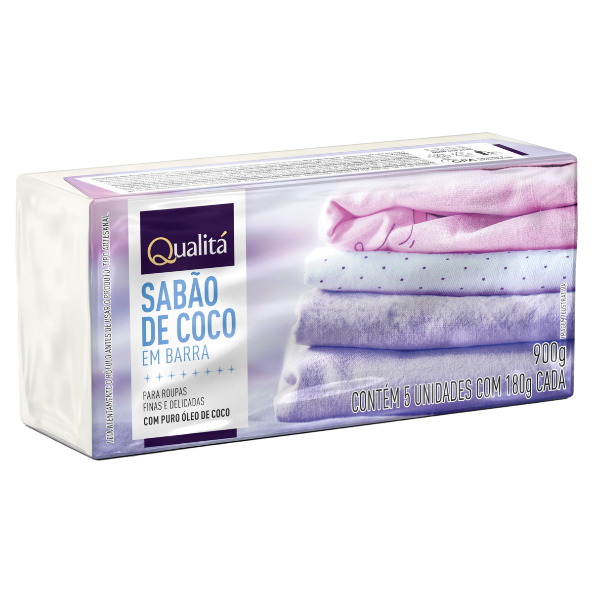 Sabão Barra Artesanal Coco Qualitá Pacote 900g 5 Unidades