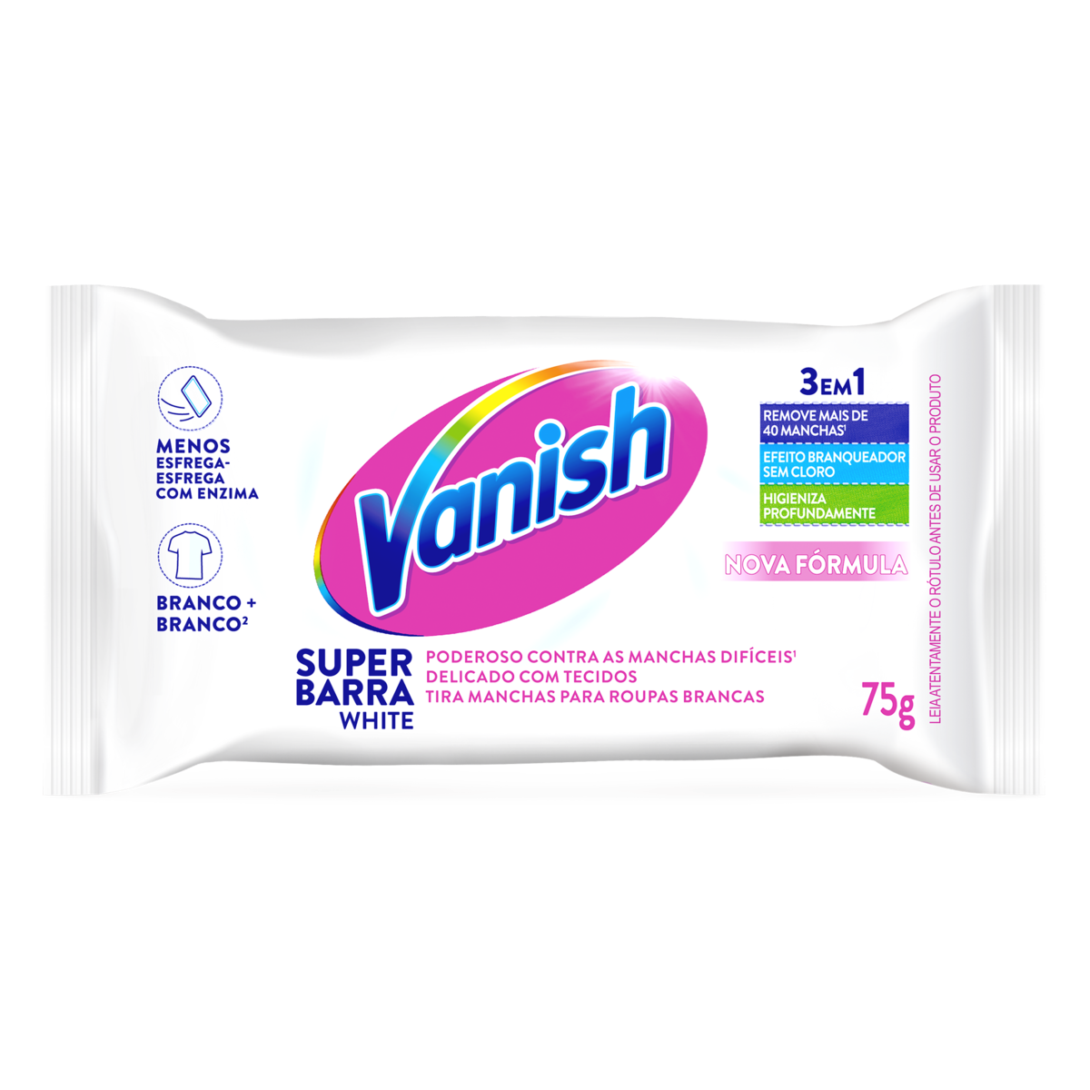 Tira-Manchas Barra Roupas Brancas Vanish White Flow Pack 75g