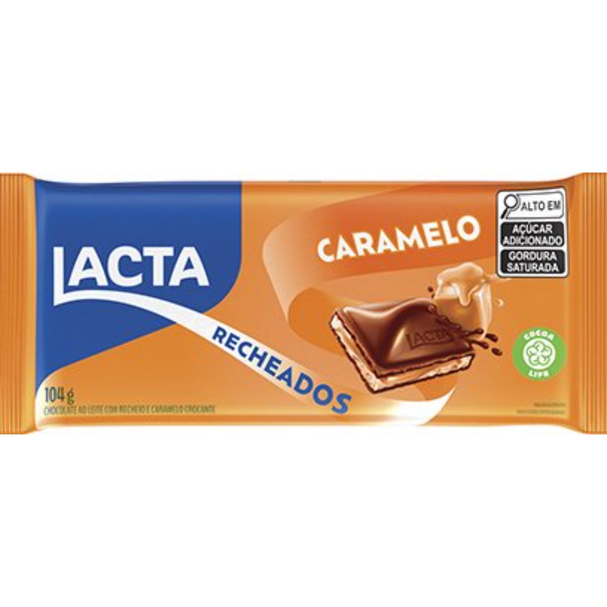 Chocolate ao Leite Recheio Caramelo Lacta Recheados Pacote 104g