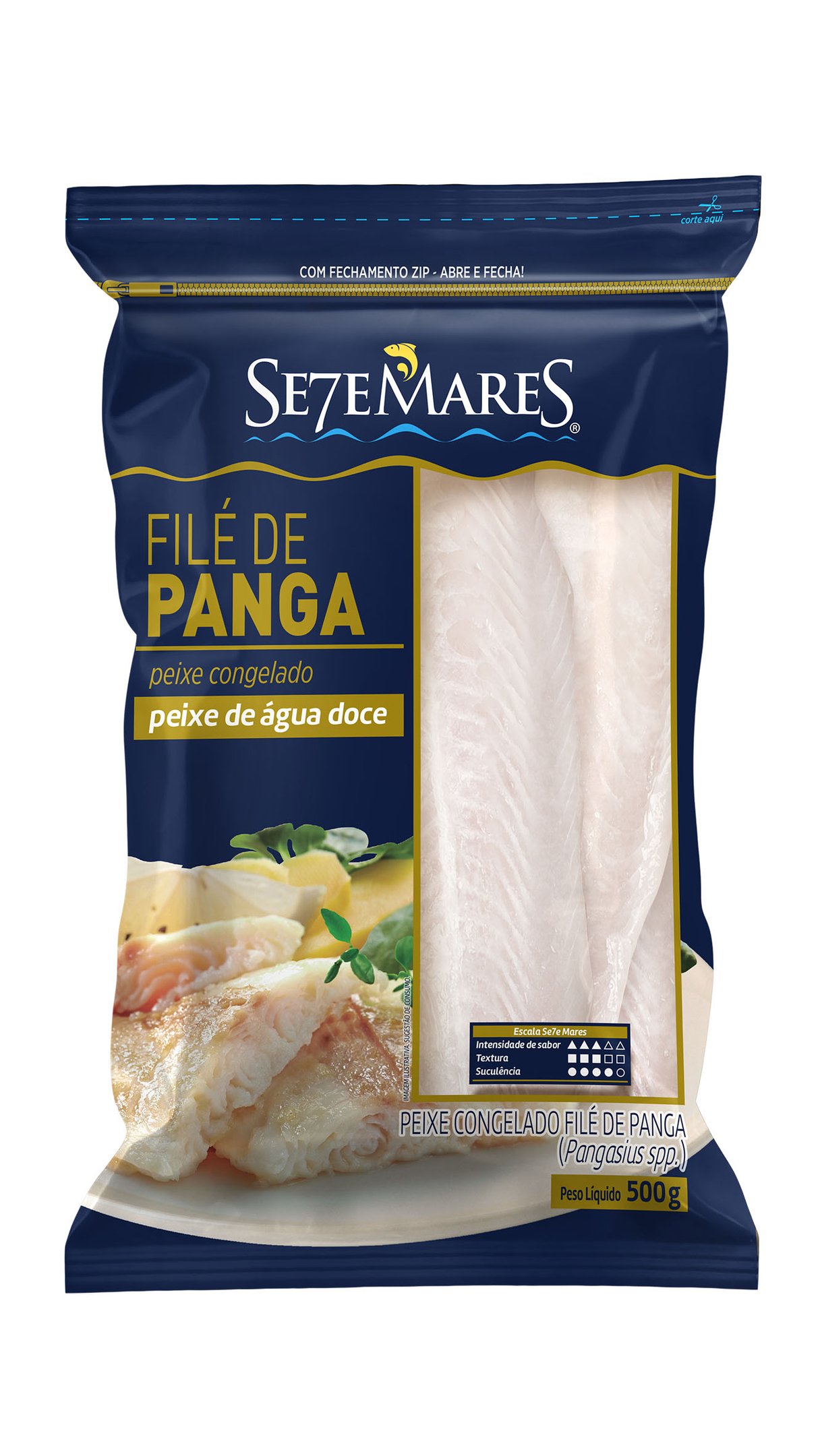 Filé De Panga Azul Marinho Pescados Congelado Pacote 500g