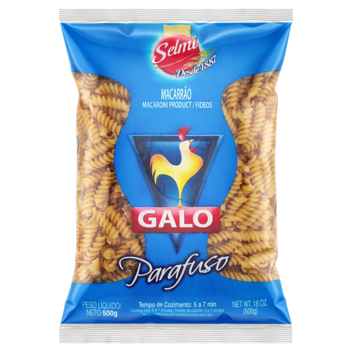 Macarrão de Sêmola Parafuso Galo Pacote 500g
