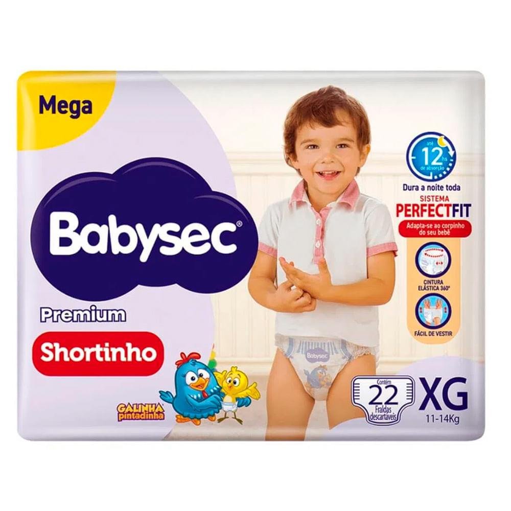 Fralda Descartável Shortinho Babysec Premium XG Megapacote 22 Unidades