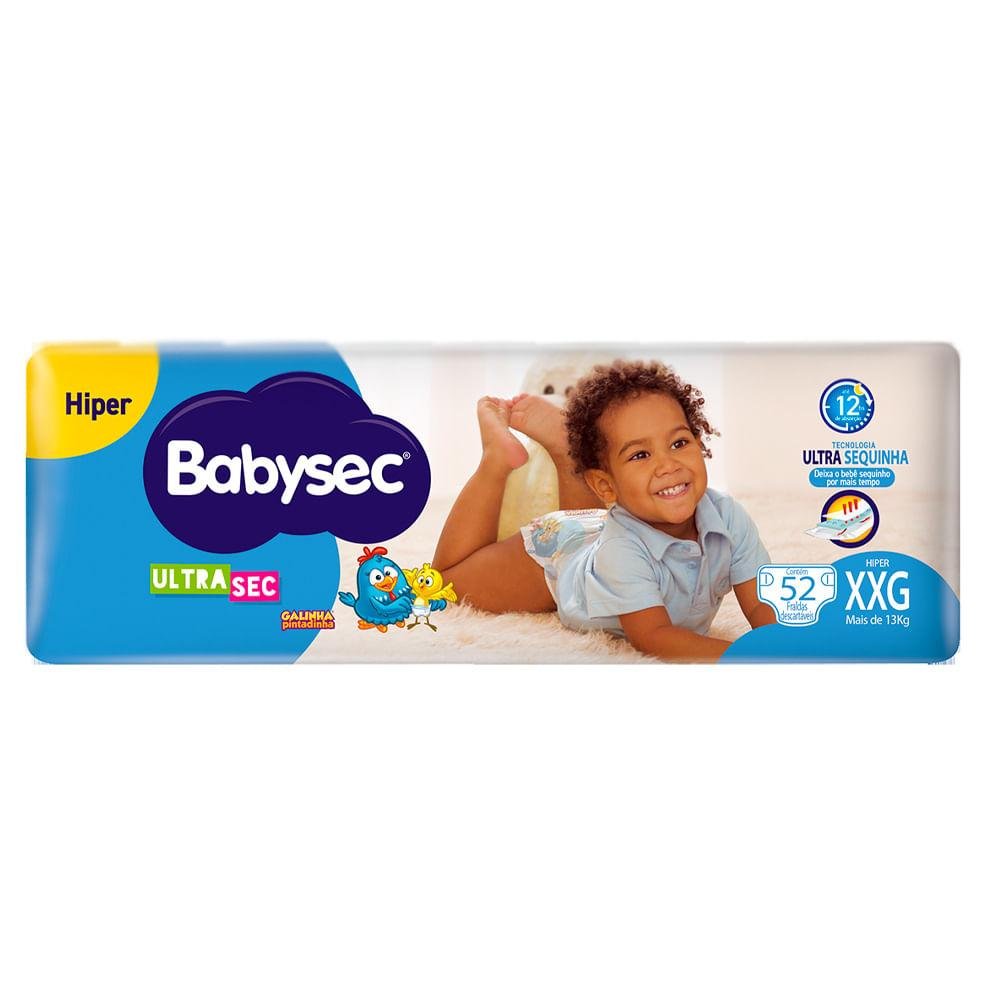 Fralda Descartável Babysec UltraSec Hiper XXG Com 52 Unidades