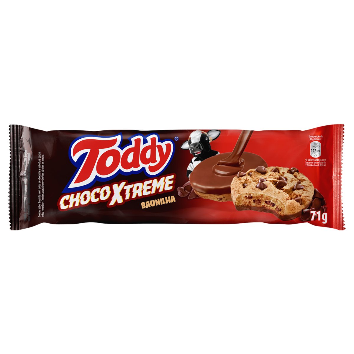Biscoito Cookie Baunilha com Gotas de Chocolate Toddy ChocoXtreme Pacote 71g