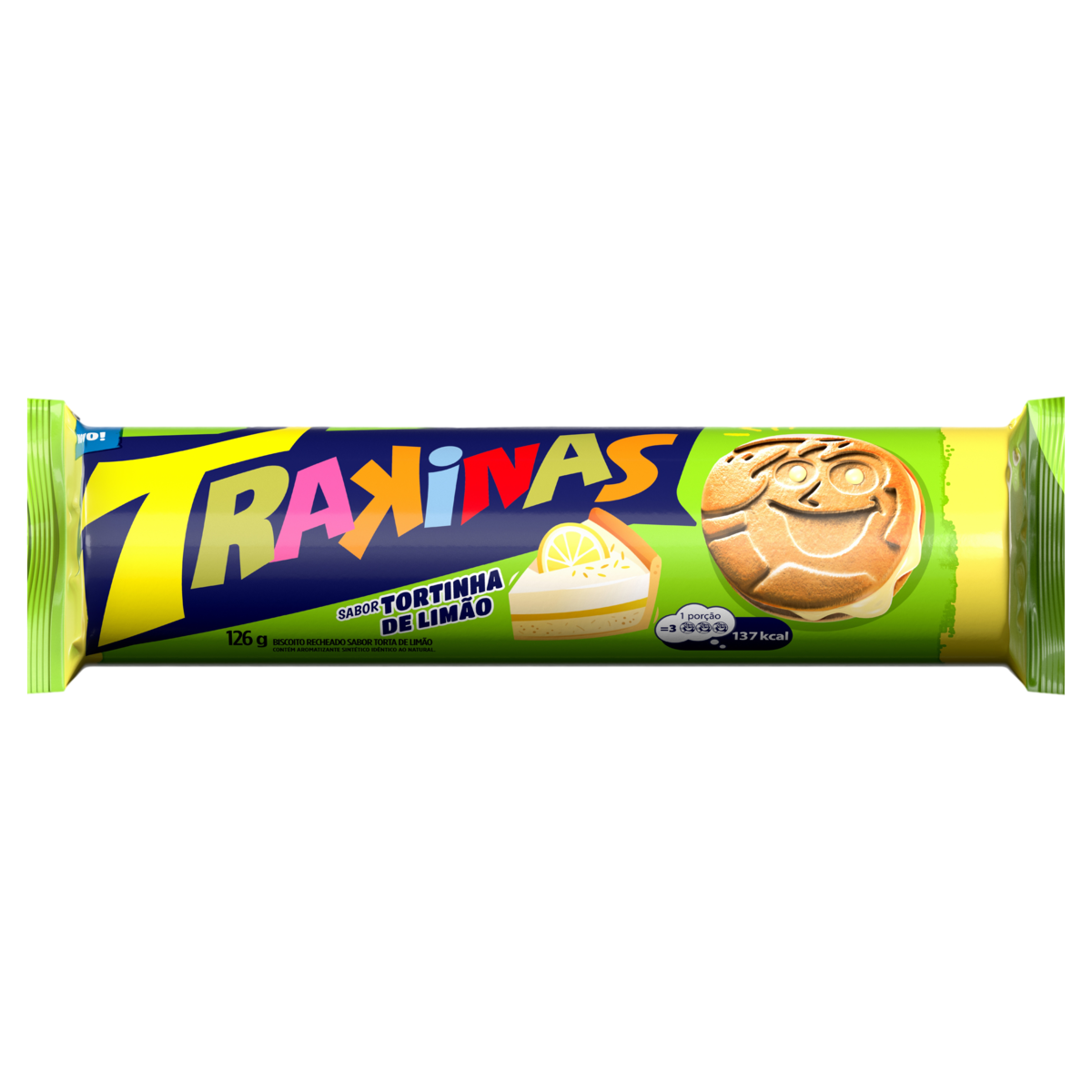 Biscoito Recheado Trakinas Tortinha De Limão 126g