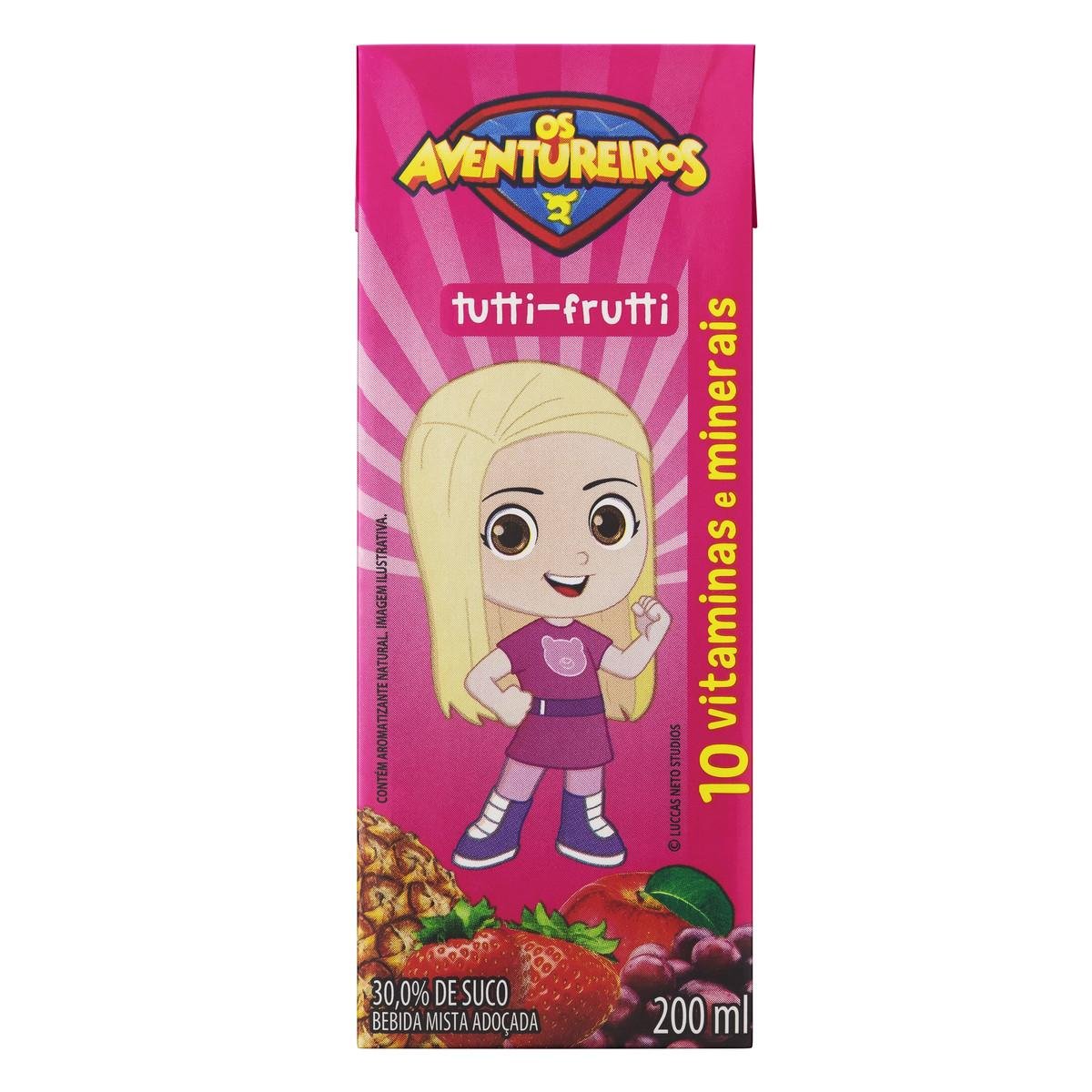 Bebida Adoçada Tutti Frutti Os Aventureiros Caixa 200ml