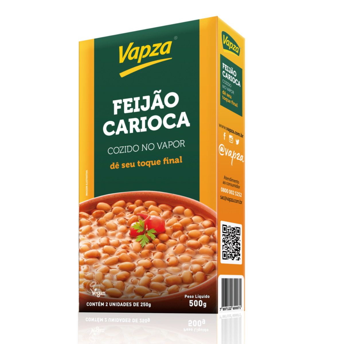 Feijão Carioca Cozido a Vapor VAPZA Caixa 500g