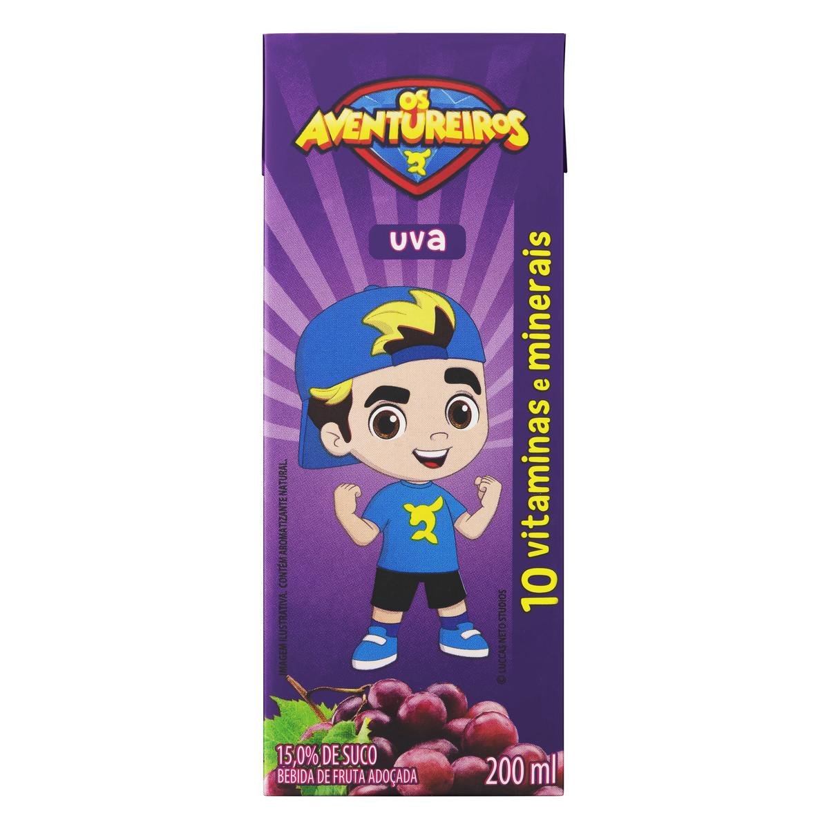 Bebida Adoçada Uva Os Aventureiros Caixa 200ml
