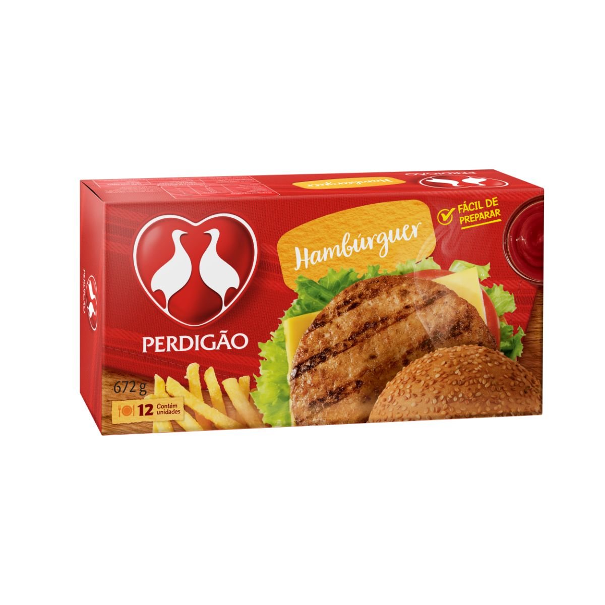 Hambúrguer de Carne de Frango e Bovina Perdigão Caixa 672g 12 Unidades