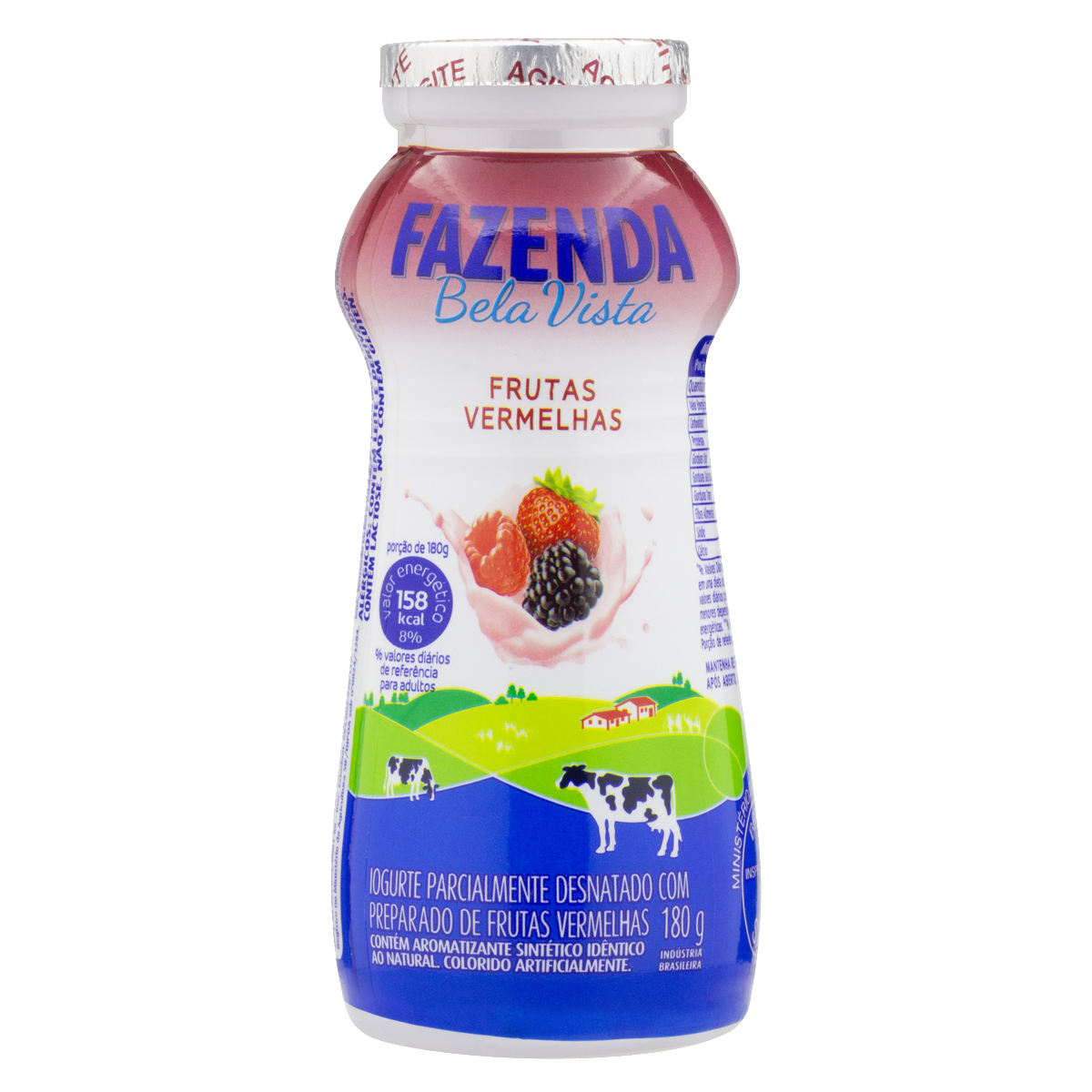 Iogurte Parcialmente Desnatado Frutas Vermelhas Fazenda Bela Vista Frasco 180g