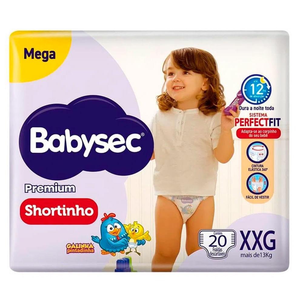Fralda Descartável Shortinho Babysec Premium XXG Megapacote 20 Unidades