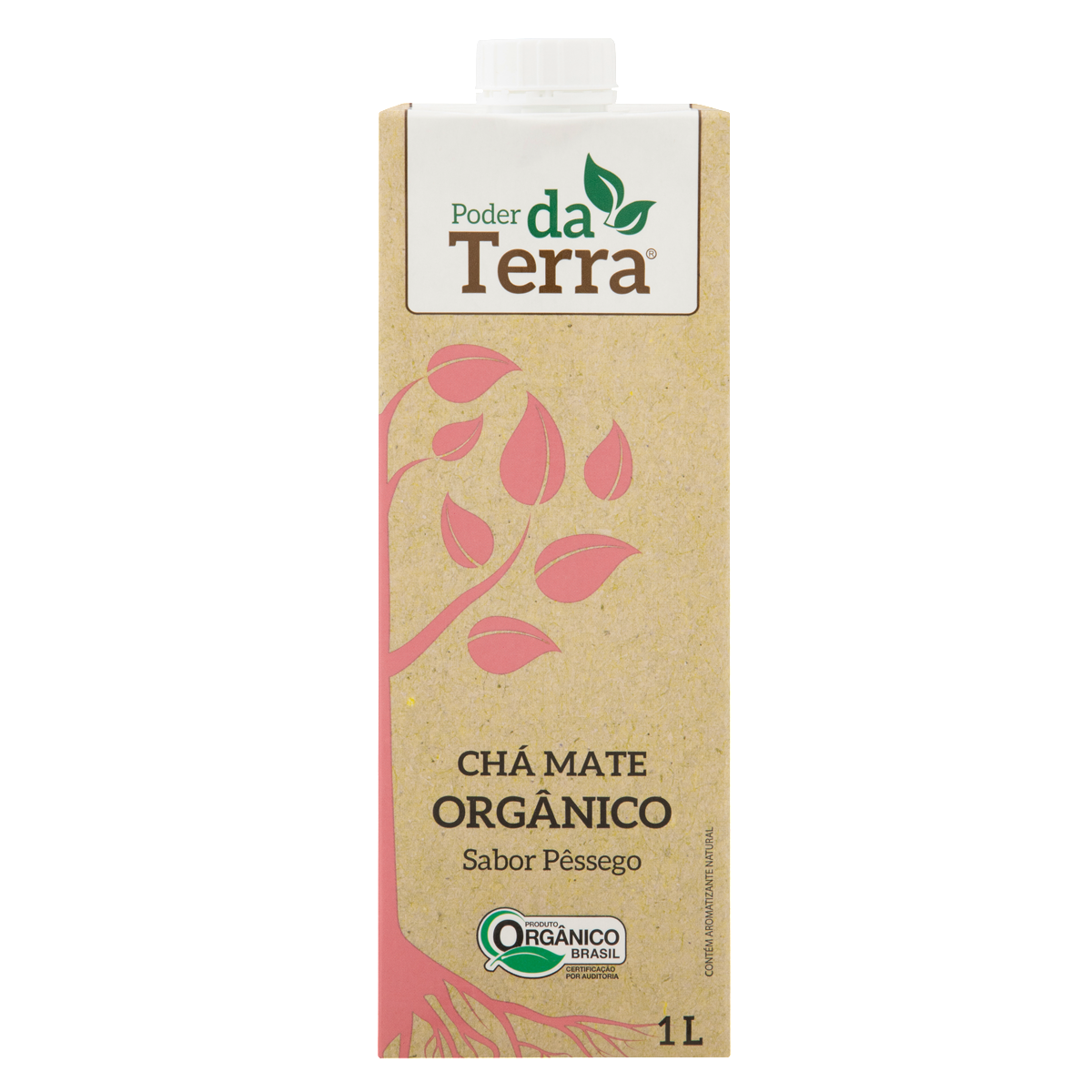 Chá Mate Orgânico Pêssego Poder da Terra Caixa 1l