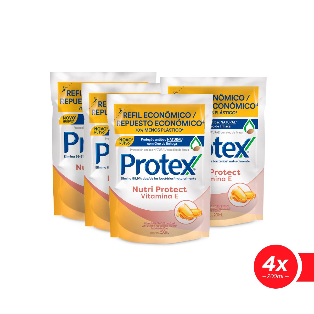 Sabonete Líquido Protex Nutri Protect Vitamina E 200ml Refi - Leve 4 pague 3