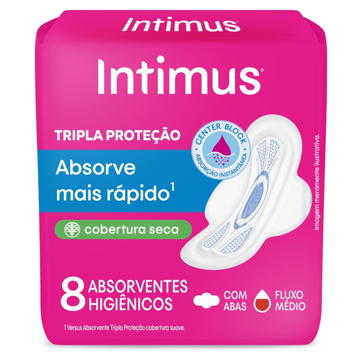 Absorvente com Abas Seca Intimus Tripla Proteção Pacote 8 Unidades