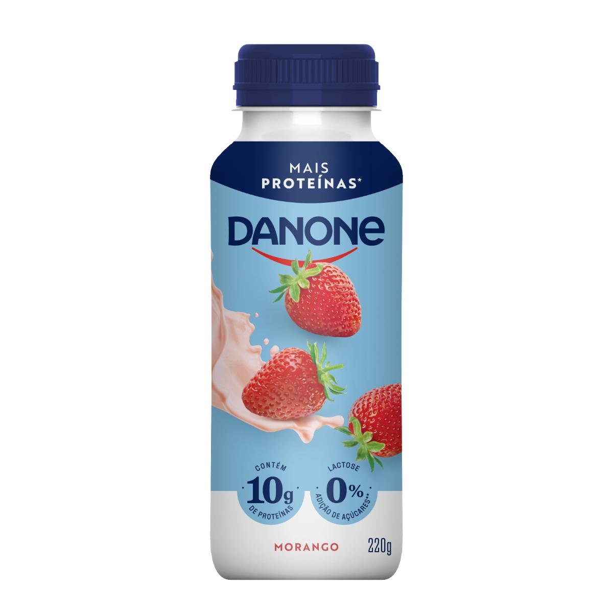 Iogurte Desnatado Morango Zero Lactose Danone Frasco 220g