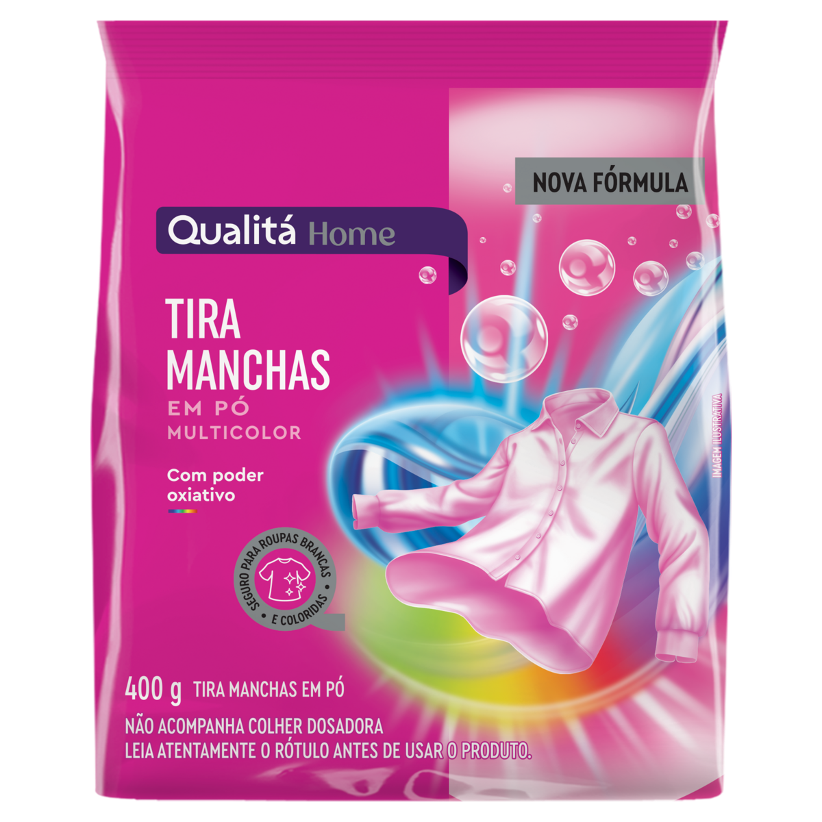 Tira-Manchas Pó Roupas Brancas e Coloridas Qualitá Home Sachê 400g