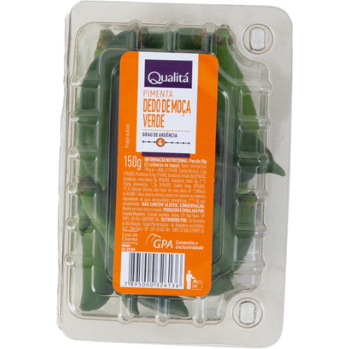 Pimenta Dedo de Moça Verde QUALITÁ Bandeja 150g