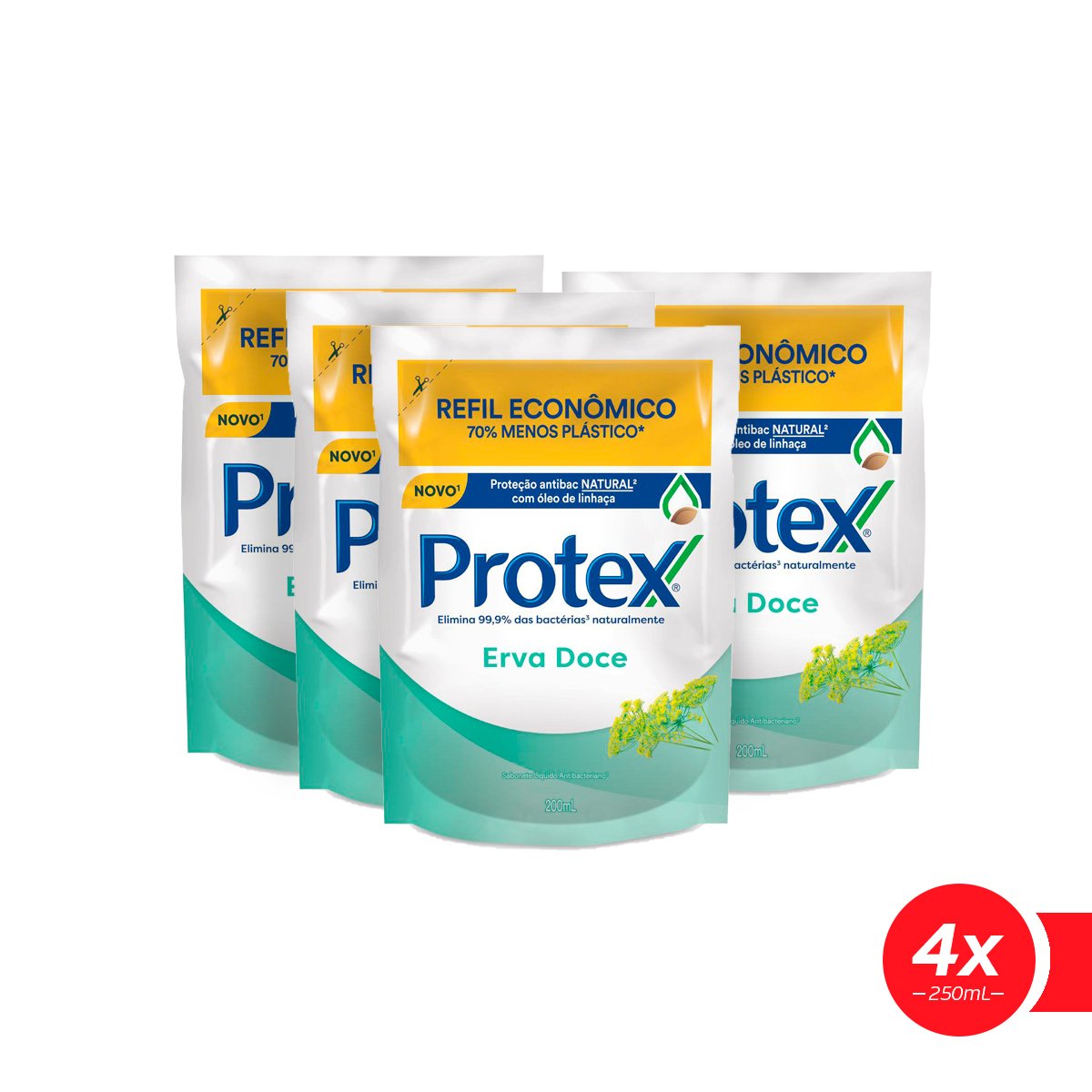 Sabonete Líquido Antibacteriano PROTEX Erva Doce Refil 200ml - Leve 4 pague 3