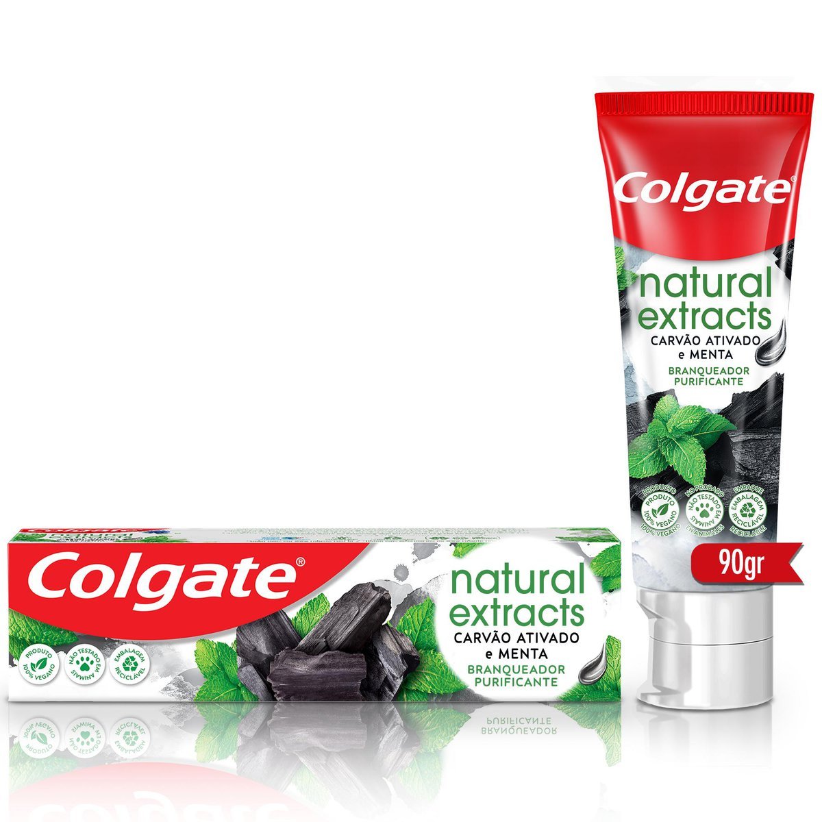 Gel Dental Carvão Ativado Menta Colgate Natural Extracts Purificante Caixa 90g