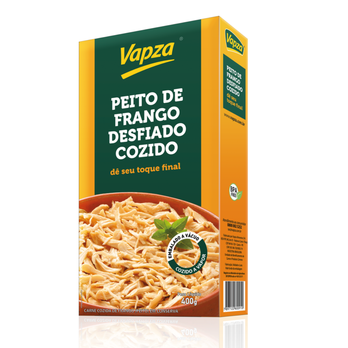 Frango Desfiado Cozido a Vapor VAPZA Caixa 400g