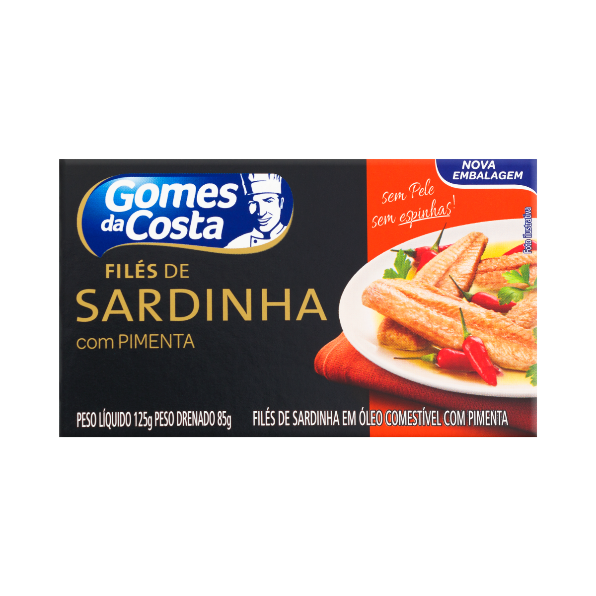 Filé de Sardinha com Óleo com Pimenta Gomes da Costa Caixa 125g