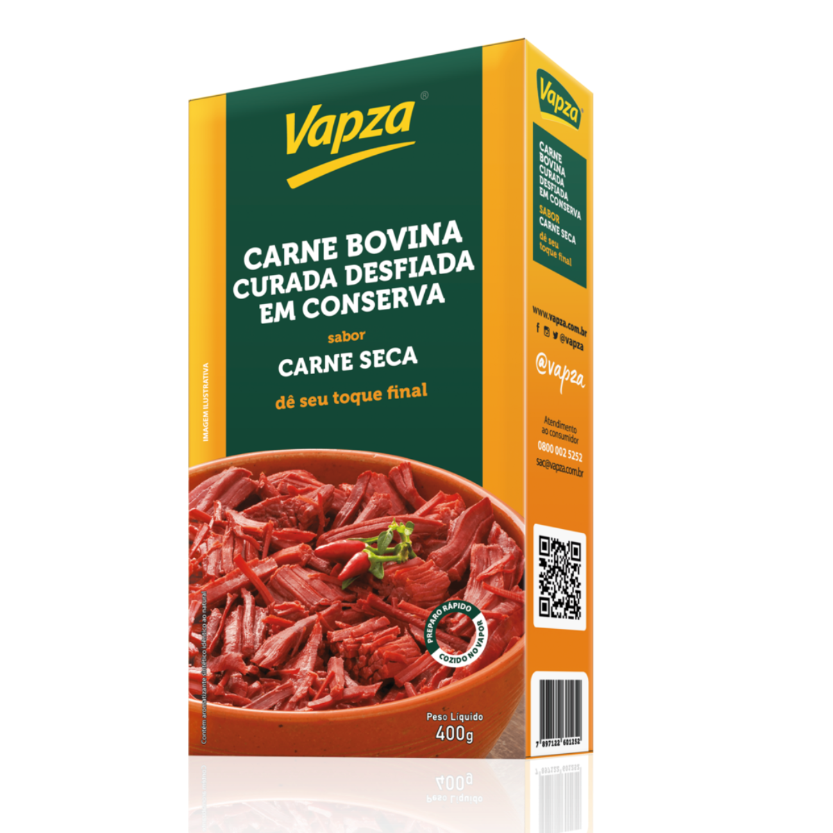 Carne Bovina Desfiada Curada Carne-Seca Vapza 400g