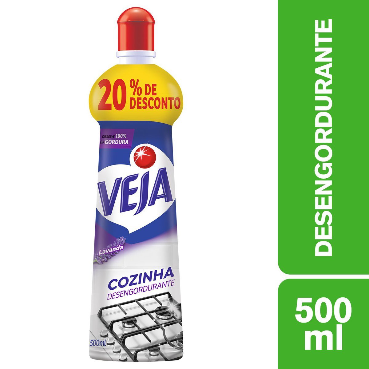Limpador Desengordurante Cozinha Lavanda Veja Squeeze 500ml Grátis 20% de Desconto