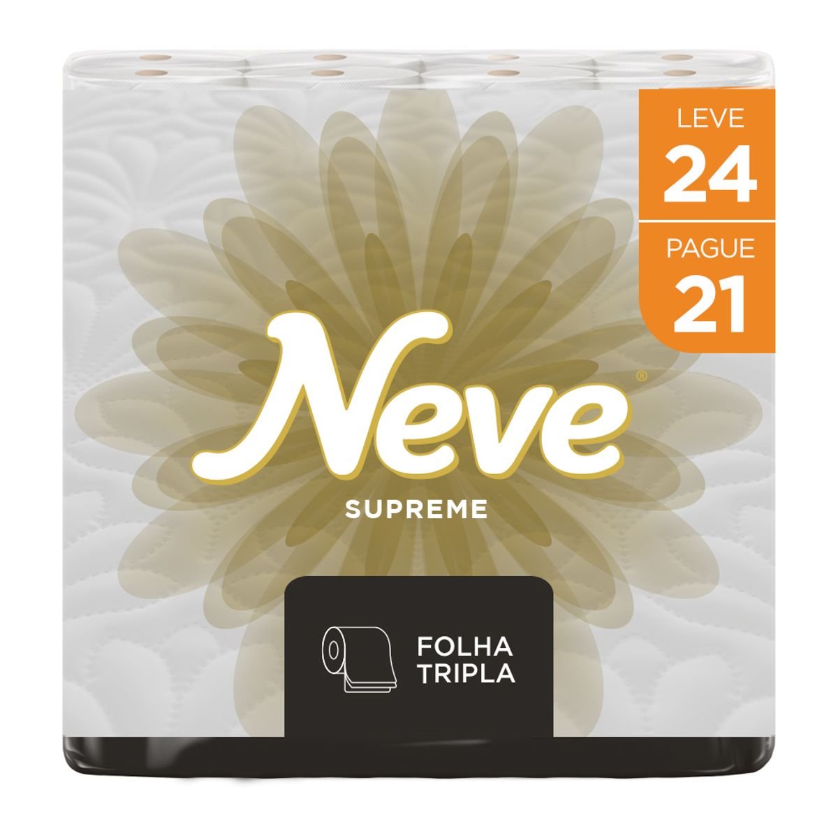 Papel Higiênico Folha Tripla Neutro Neve Supreme 20m Pacote Leve 24 Pague 21 Unidades