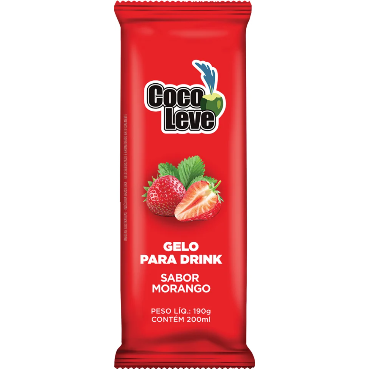 Gelo para Drink Morango Coco Leve Pacote 190g