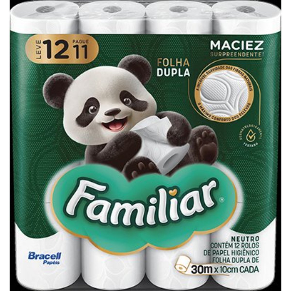 Papel Higiênico Familiar Folha Dupla 12 Rolos 30m