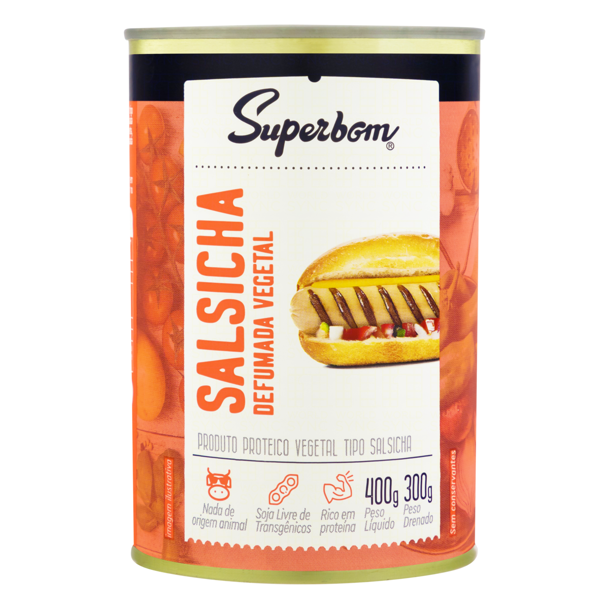 Salsicha Vegetal Defumada Superbom Lata 300g