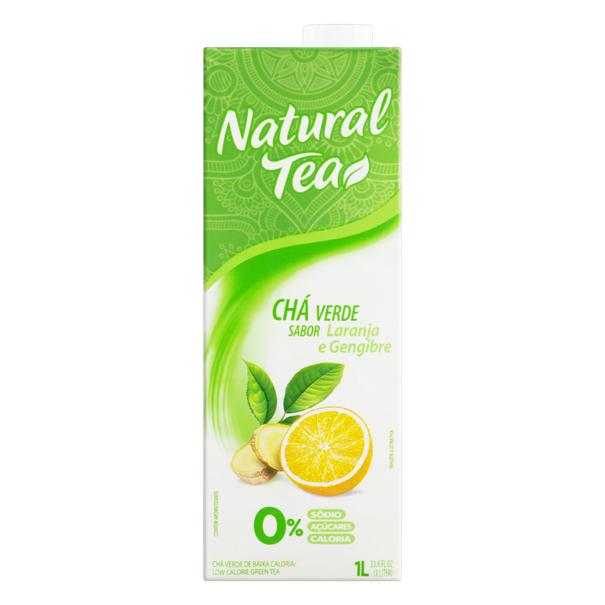 Chá Verde Laranja e Gengibre Zero Açúcar Natural Tea Caixa 1l