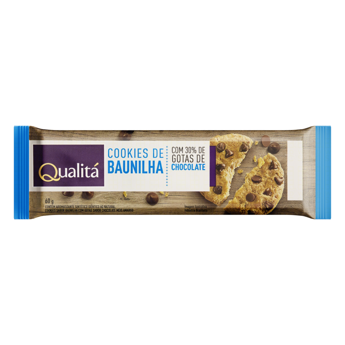 Cookie de Baunilha com Gotas de Chocolate QUALITÁ Pacote 60g