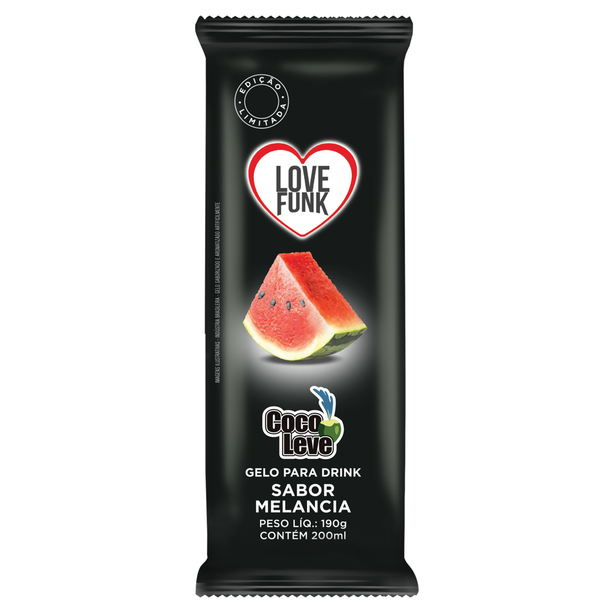 Gelo para Drink Melancia Coco Leve Love Funk Pacote 190g