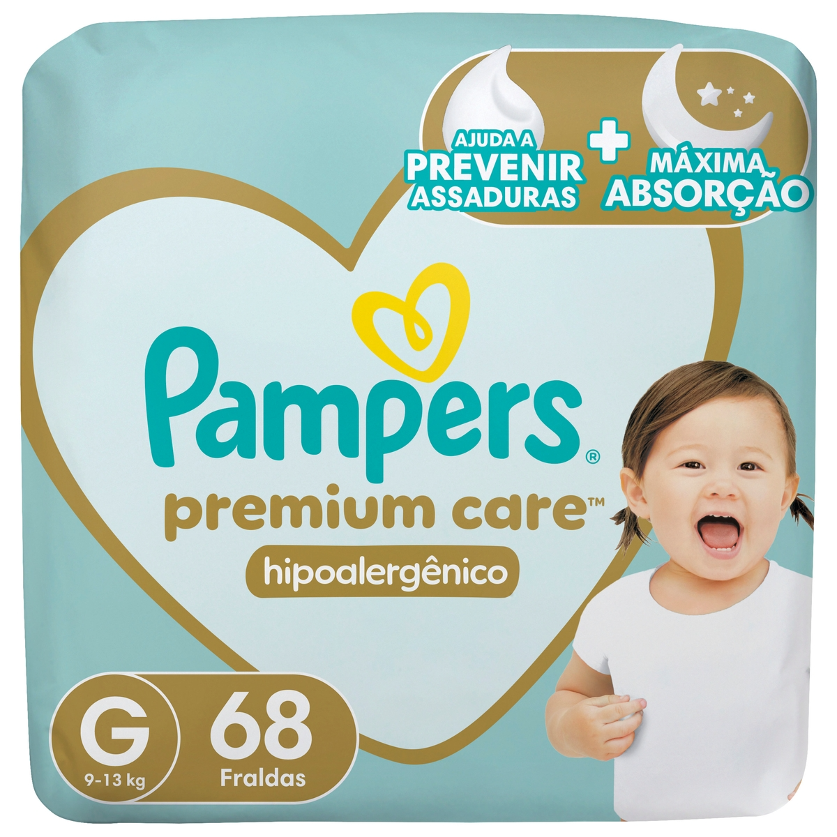 Fralda Descartável Infantil Pampers Premium Care G Pacote 68 Unidades