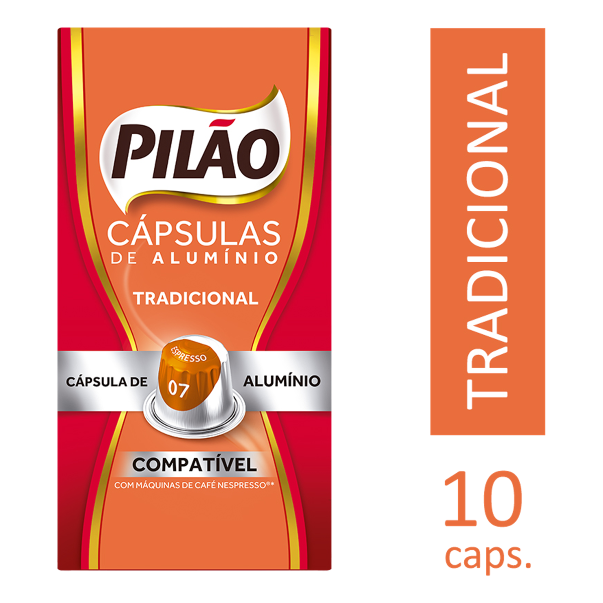 Café em Cápsula Torrado e Moído Espresso Tradicional Pilão Caixa 52g 10 Unidades