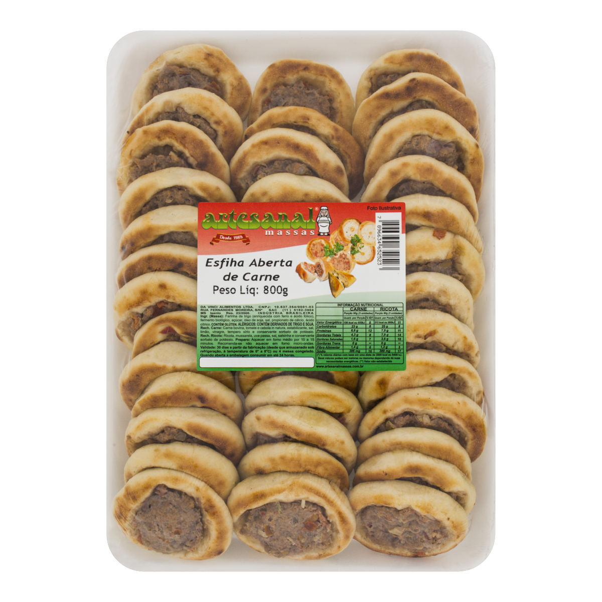 Esfiha de Carne Aberta ARTESANAL Bandeja 800g